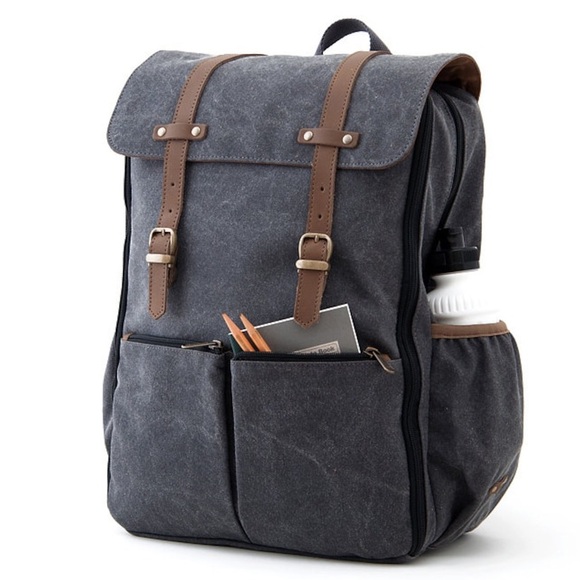 Oliday unisex grey canvas diaper bag - Picture 3 of 10